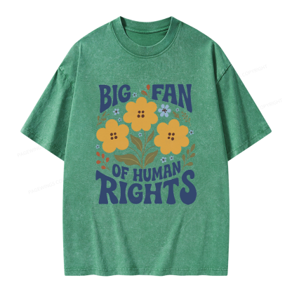 Pagewings Big Fan of Human Rights Unisex Washed T-shirt