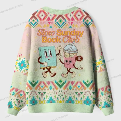 Pagewings Slow Sunday Book Club Unisex Ugly Cardigan Sweaters