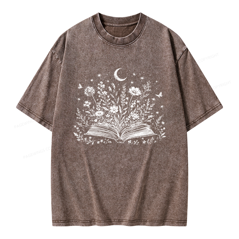 Pagewings Wildflower Book Unisex Washed T-shirt
