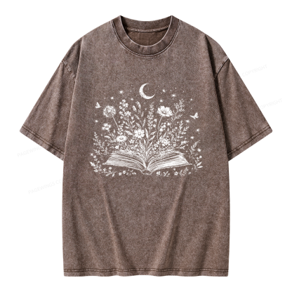 Pagewings Wildflower Book Unisex Washed T-shirt