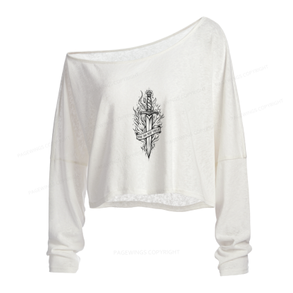 Pagewings Fantasy Reader Slouchy Long Sleeve Off Shoulder T-shirt