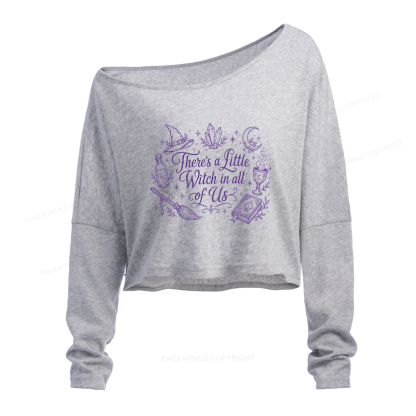 Pagewings Mystical Witchy Slouchy Long Sleeve Off Shoulder T-shirt