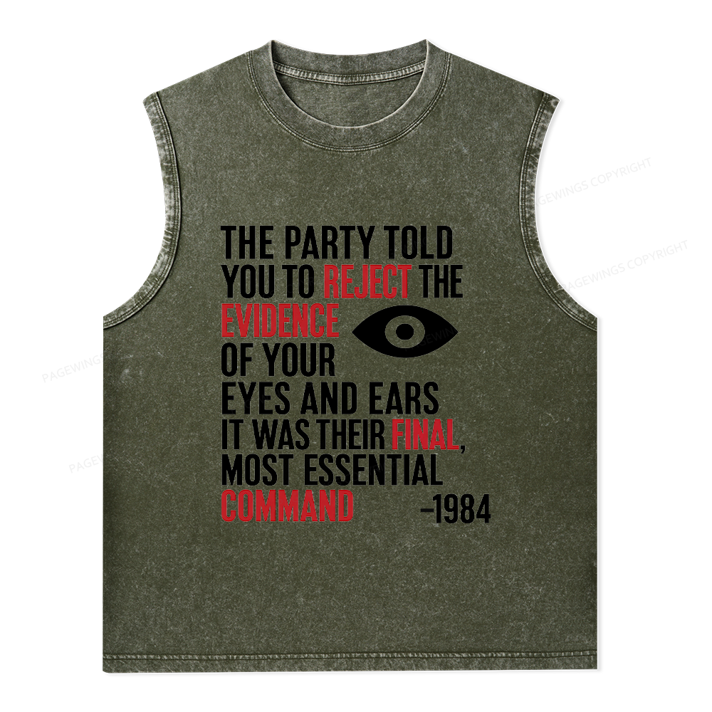 Pagewings Dystopia Quote Unisex Washed Tank Top