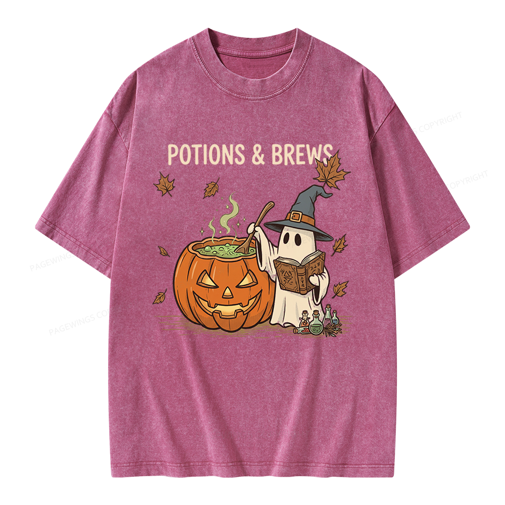 Pagewings Potions and Brews Unisex Washed T-shirt