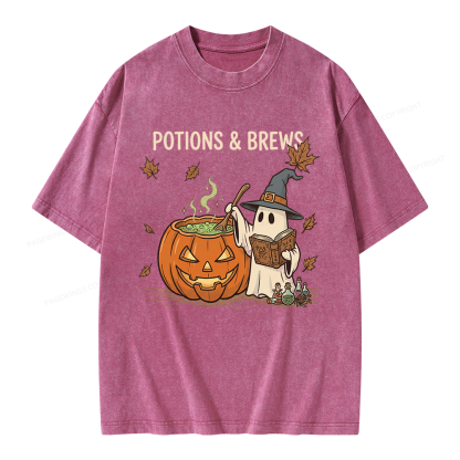 Pagewings Potions and Brews Unisex Washed T-shirt