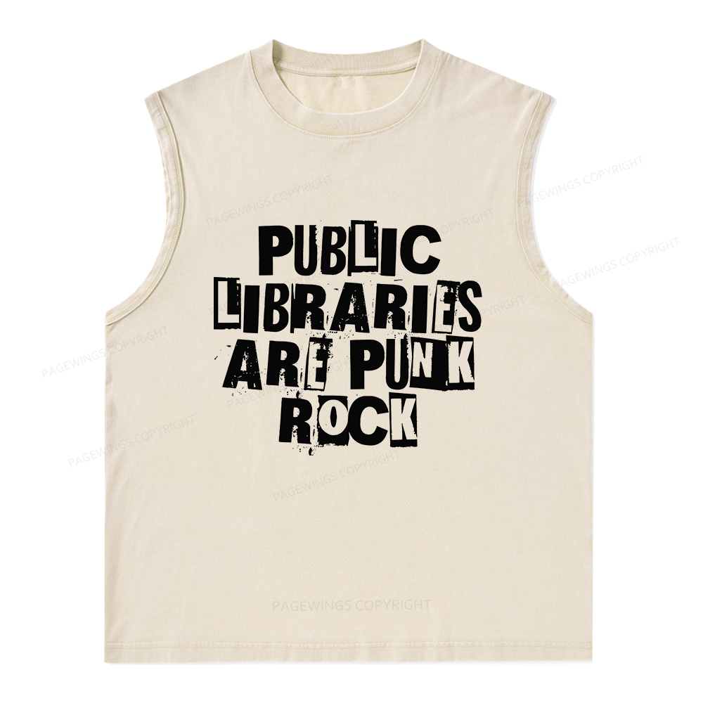 Pagewings Public Libraries Are Punk Rock Unisex Washed Tank Top