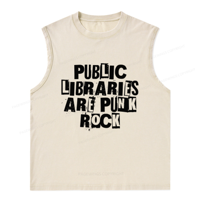 Pagewings Public Libraries Are Punk Rock Unisex Washed Tank Top