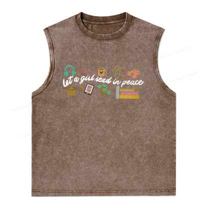 Pagewings Let a Girl Read in Peace Unisex Washed Tank Top