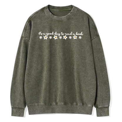 Pagewings Its A Good Day To Read A Book Unisex Washed Sweatshirt