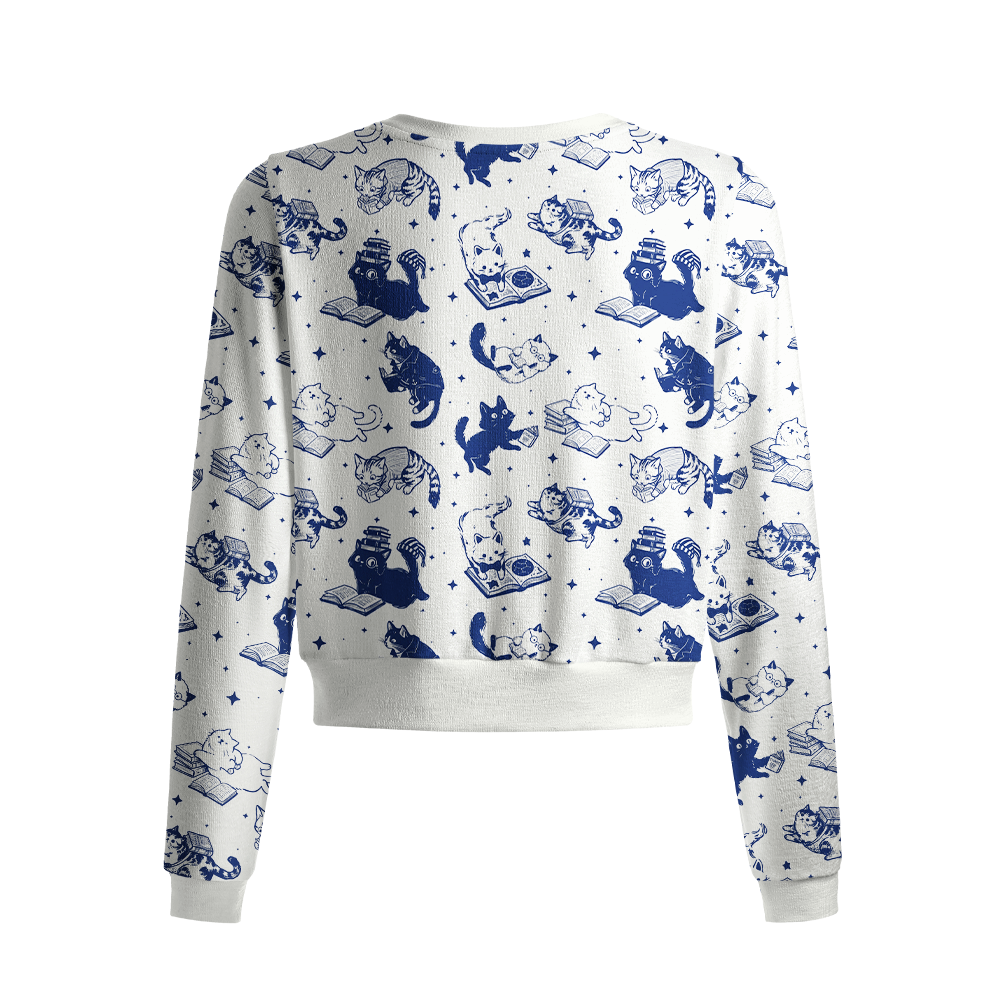 Pagewings Reading Cat Cardigan Sweaters