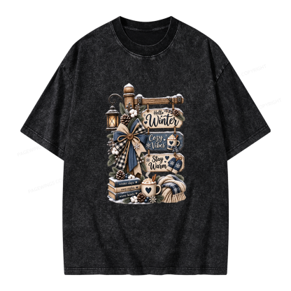 Pagewings Hello Winter Unisex Washed T-shirt