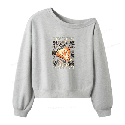 Pagewings Reading Is My Jam Women Off Shoulder Sweatshirt