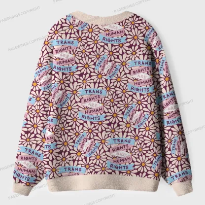 Pagewings Trans Rights Are Human Rights Unisex Ugly Cardigan Sweaters