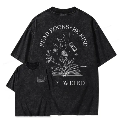 Pagewings Comfort Colors Read Books Be Kind Stay Weird Unisex Washed T-shirt