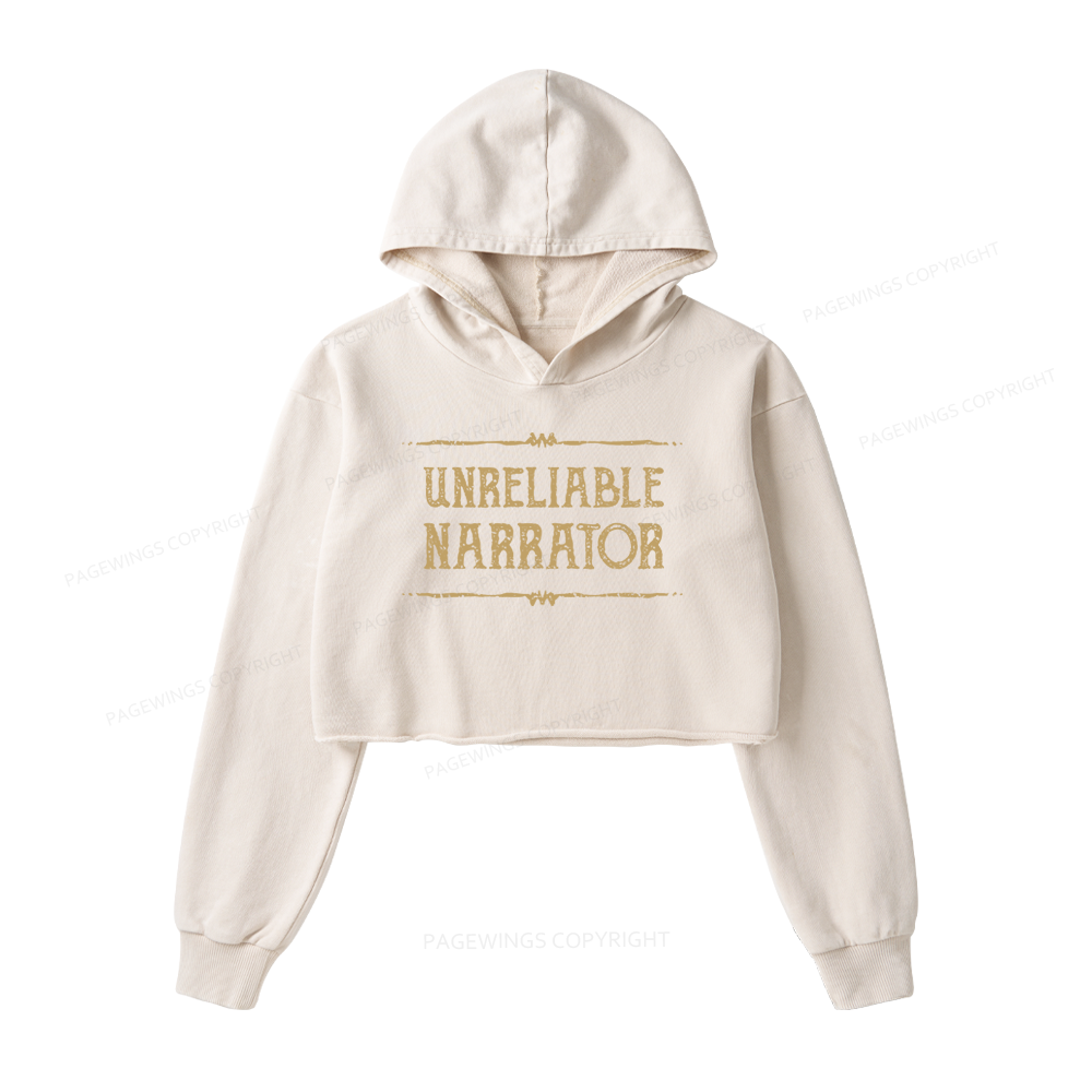 Pagewings Unreliable Narrator Washed Crop Hoodie