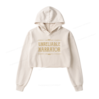 Pagewings Unreliable Narrator Washed Crop Hoodie
