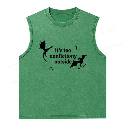 Pagewings It’s Too Nonfictiony Outside Unisex Washed Tank Top