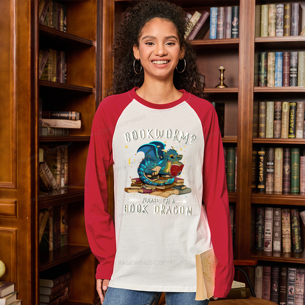 Pagewings Dragon Book Long Sleeve Raglan T-shirt