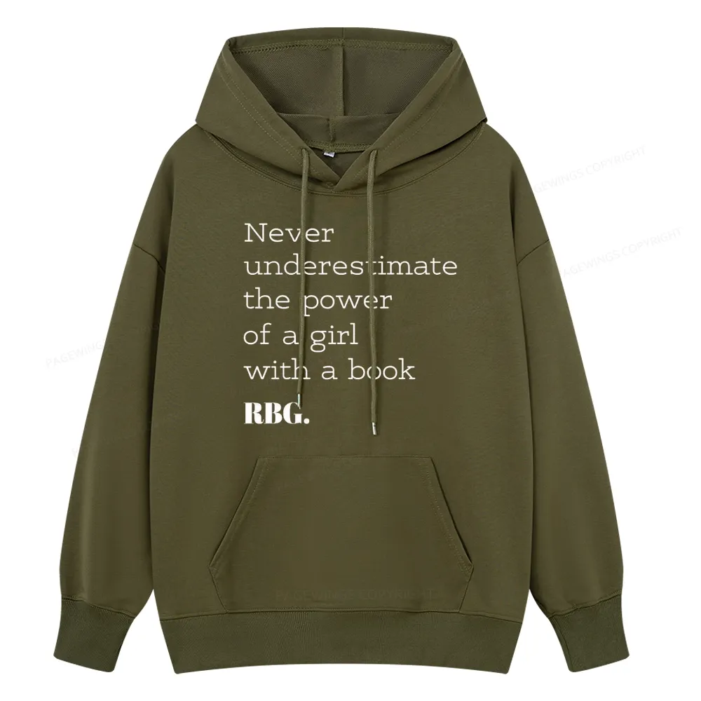 Pagewings Never Underestimate The Power Of a Girl With a Book Unisex Classic Hoodie