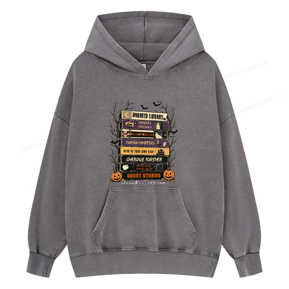 Pagewings Vintage Halloween Unisex Washed Hoodie