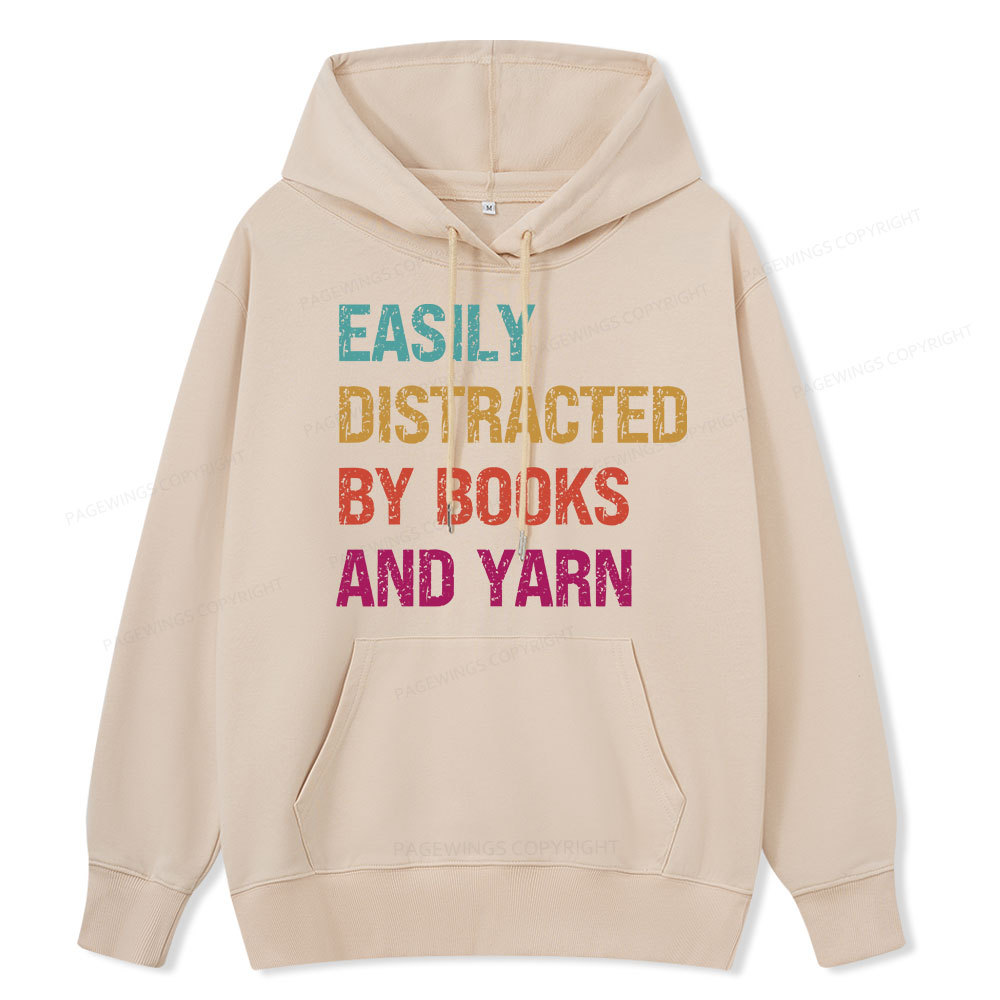 Pagewing Easily Distracted By Books And Yarn  Unisex Classic Hoodie