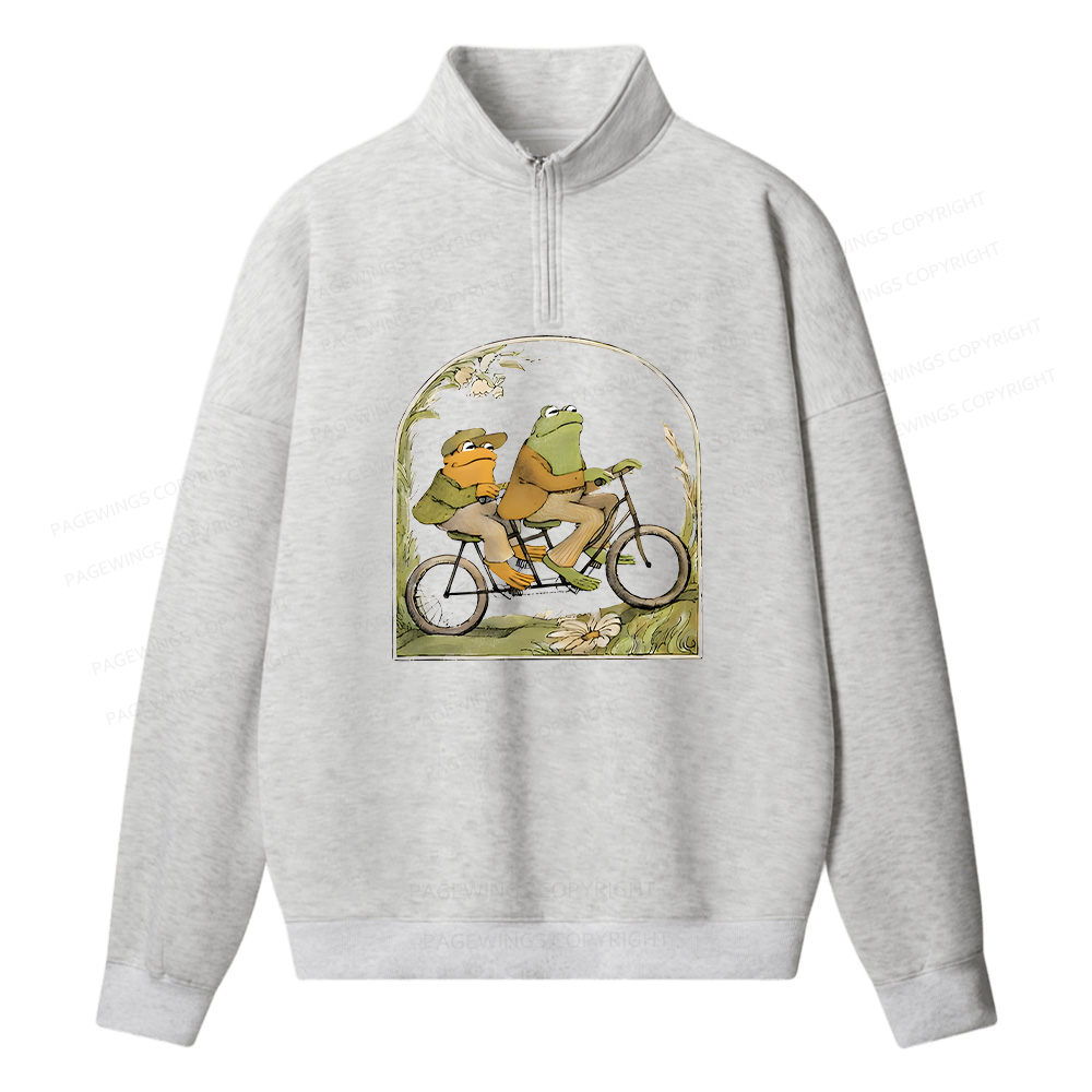 Pagewings Frog And Toad Book Vintage Unisex Half Zip Fleece Sweatshirt 