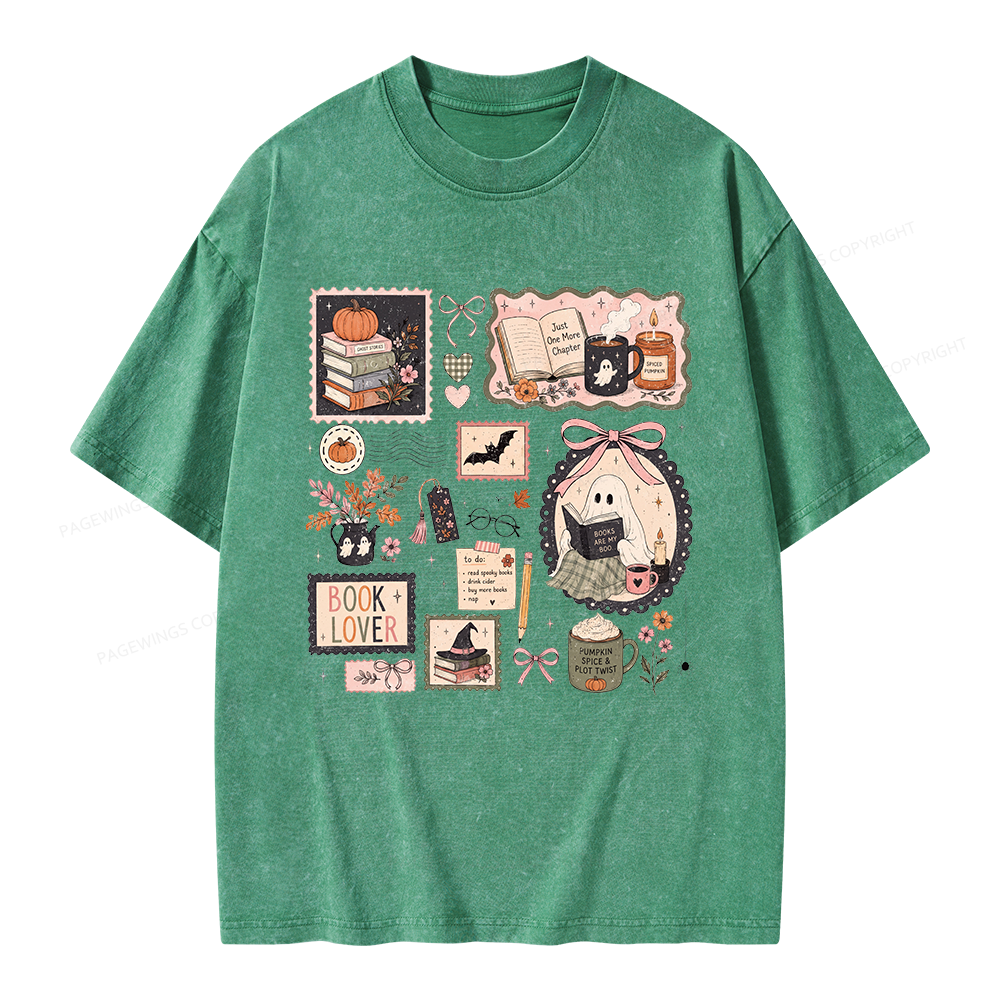 Pagewings Halloween Book Club Unisex Washed T-shirt