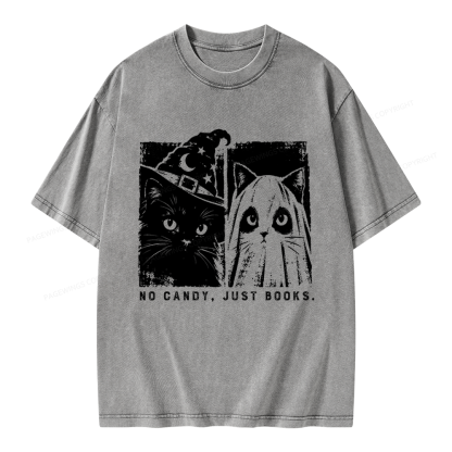 Pagewings No Candy Just Books Unisex Washed T-shirt