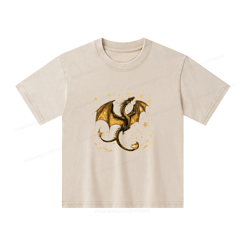 Pagewings Fantasy Dragon Unisex Kids Washed T-shirt