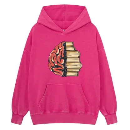 Pagewings Book is Brain Unisex Washed Hoodie