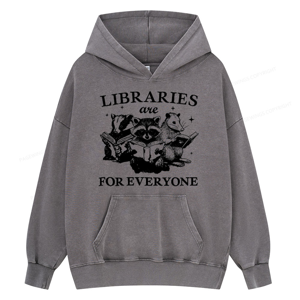 Pagewings Libraries Are For Everyone Unisex Washed Hoodie