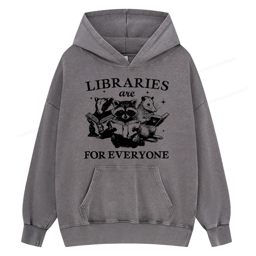 Pagewings Libraries Are For Everyone Unisex Washed Hoodie