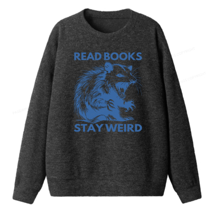 Pagewings Read Books Stay Weird Unisex Knit Sweatshirt