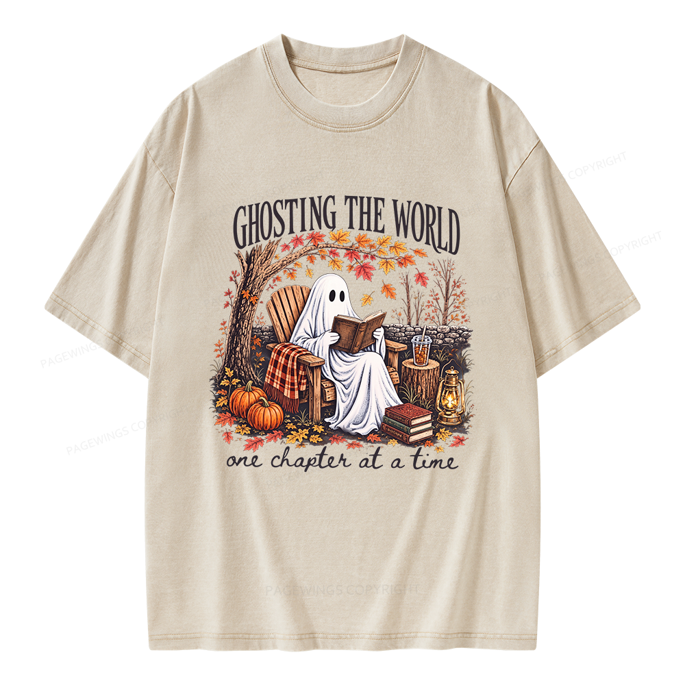 Pagewings Ghosting The World Sublimation Unisex Washed T-shirt