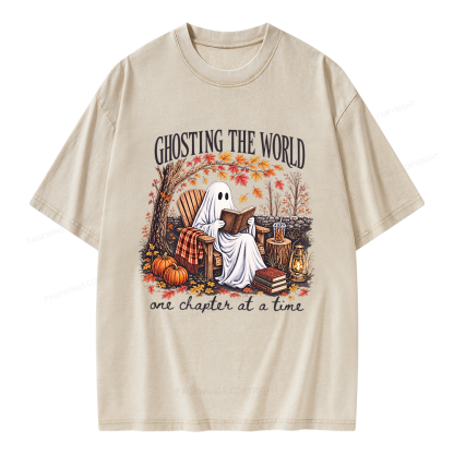 Pagewings Ghosting The World Sublimation Unisex Washed T-shirt