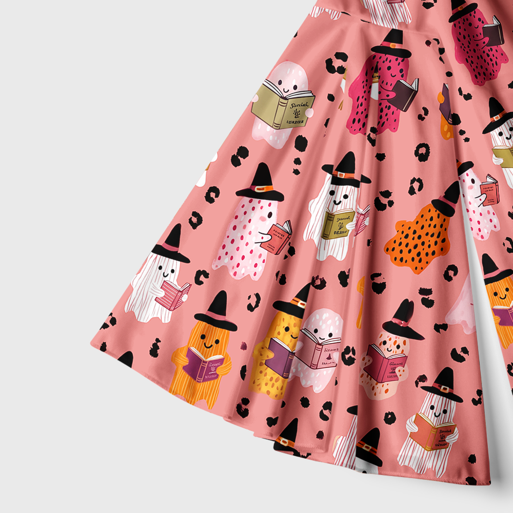 Pagewings Ghosts Love Reading Bell Sleeve Dress