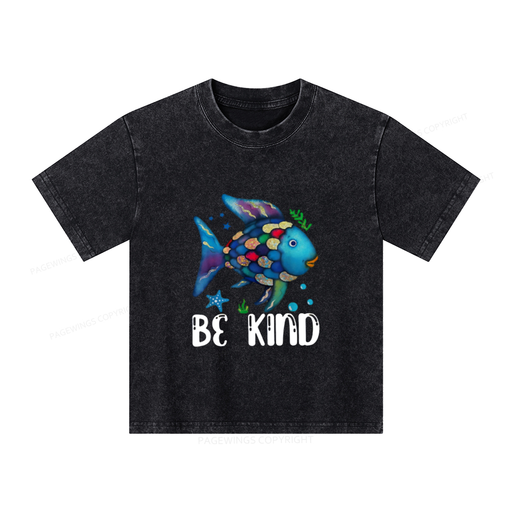 Pagewings Be Kind Book Unisex Kids Washed T-shirt