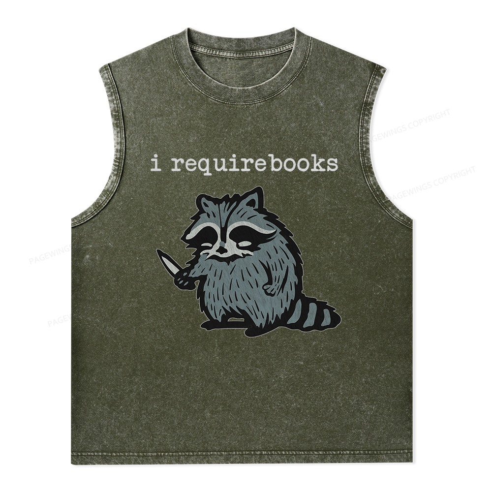 Pagewings I Require Books Unisex Washed Tank Top