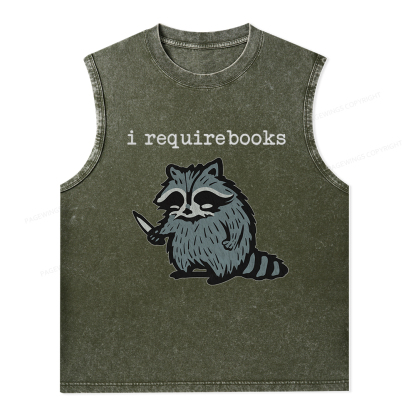 Pagewings I Require Books Unisex Washed Tank Top