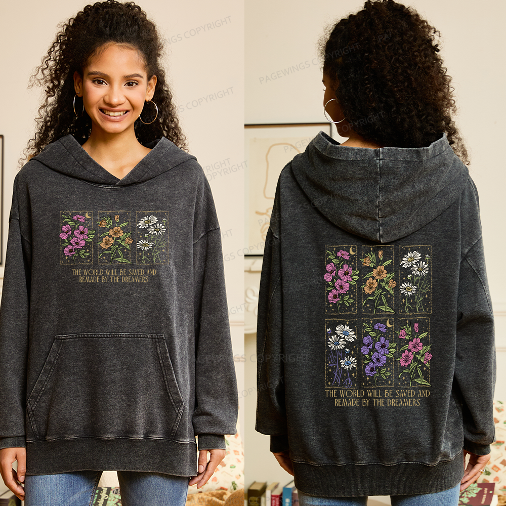 Pagewings The World Will Be Saved And Remade Unisex Washed Hoodie