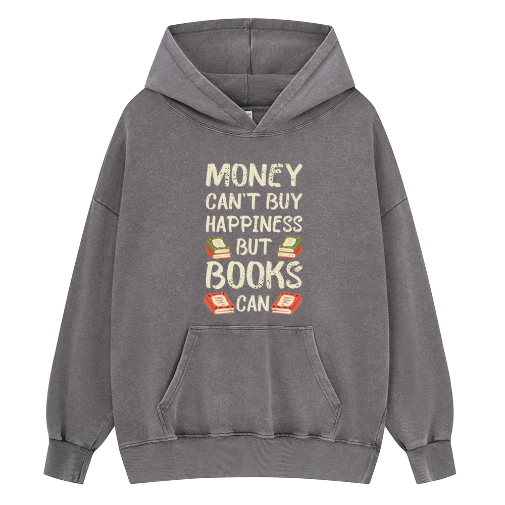 Pagewings Money Can't Buy Happiness But Books Can Unisex Washed Hoodie