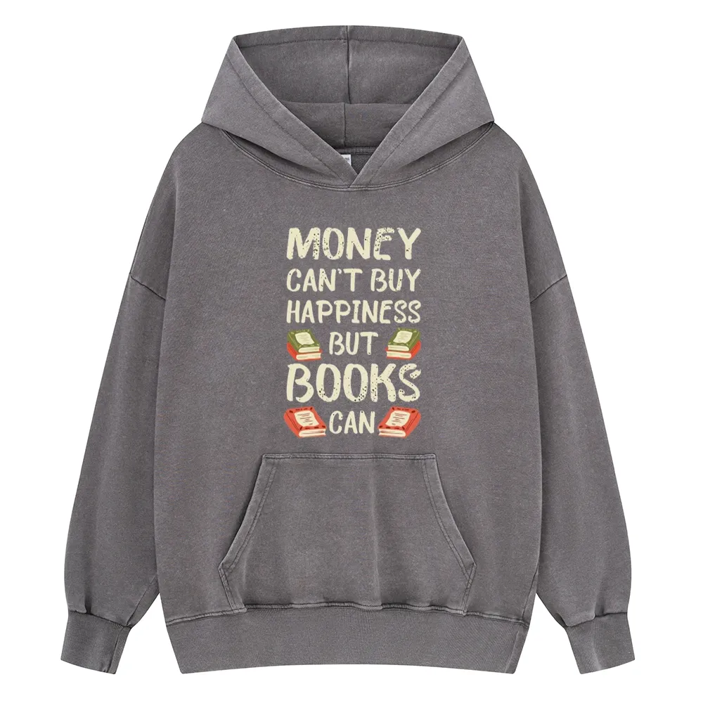 Pagewings Money Can't Buy Happiness But Books Can Unisex Washed Hoodie