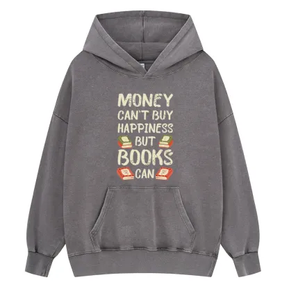 Pagewings Money Can't Buy Happiness But Books Can Unisex Washed Hoodie