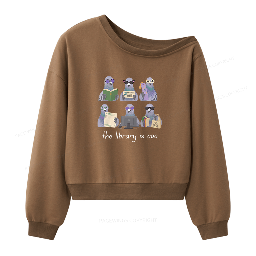 Pagewings Librarian Pigeon Women Off Shoulder Sweatshirt