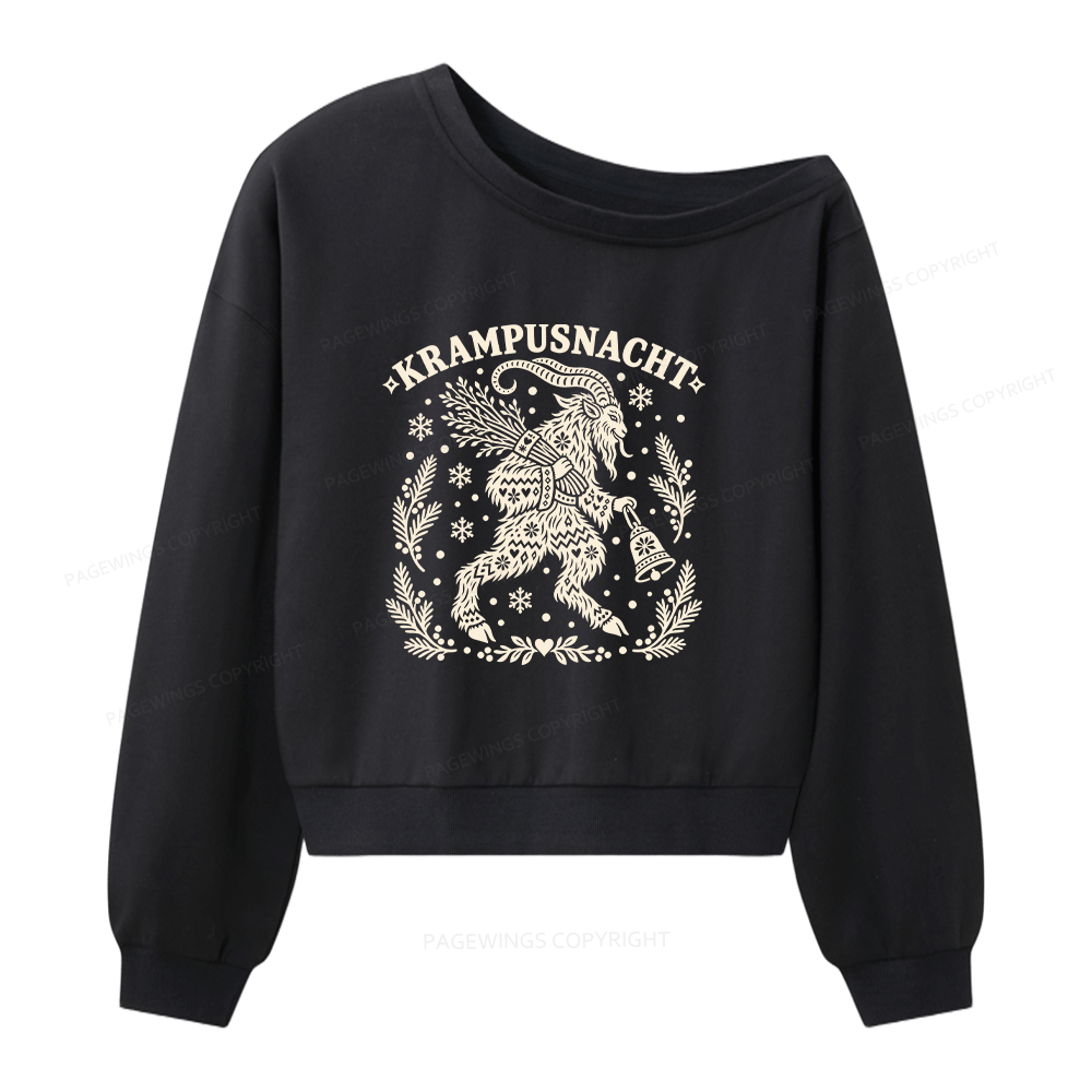 Pagewings Christmas Folk Krampusnacht Women Off Shoulder Sweatshirt