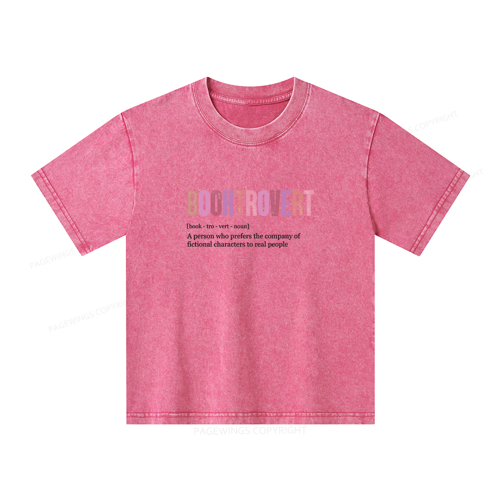Pagewings Funny Book Lover Unisex Kids Washed T-shirt