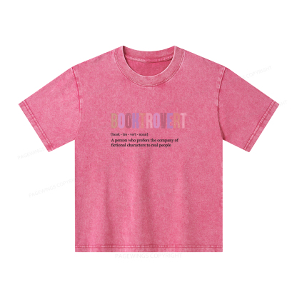 Pagewings Funny Book Lover Unisex Kids Washed T-shirt