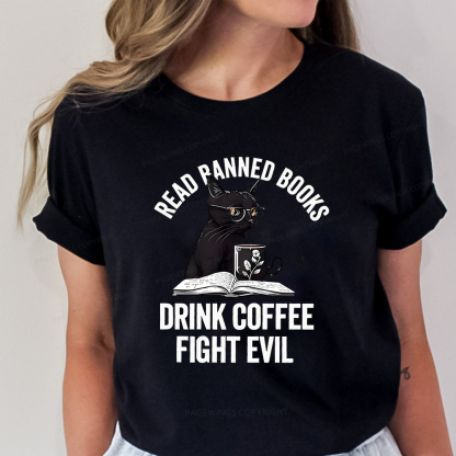 Pagewings Read Books Drink Coffee Fight Evil Shirt Unisex Classic T-shirt