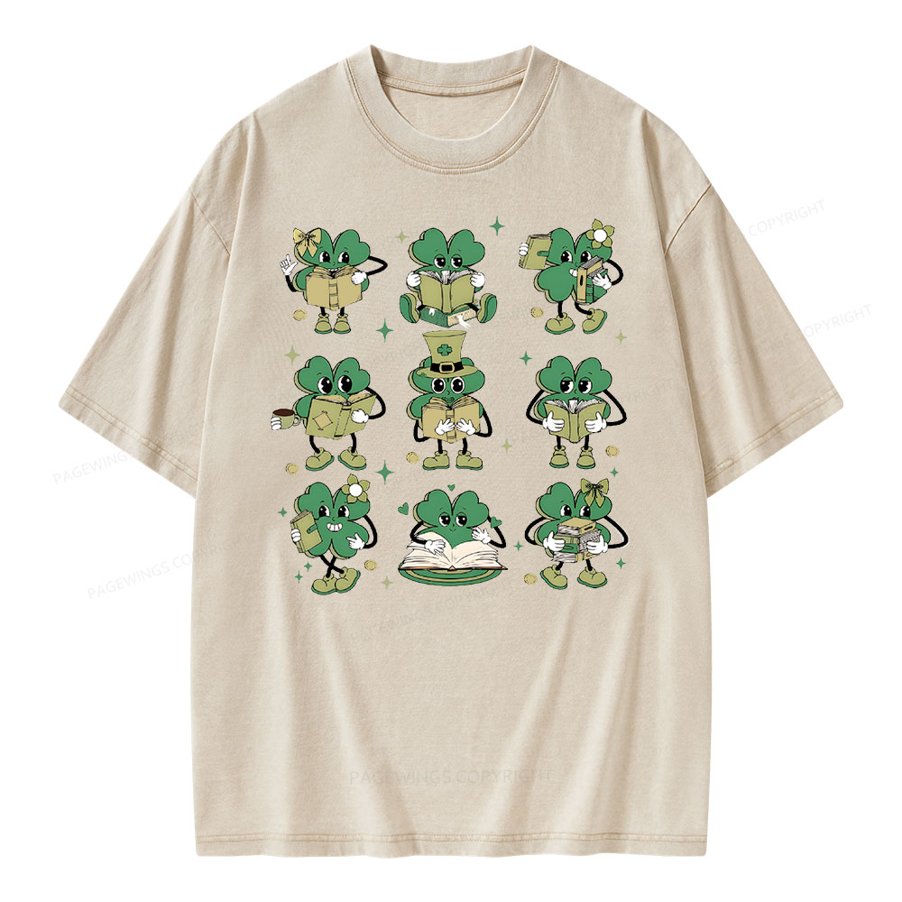 Pagewings St Patrick Book Lover Unisex Washed T-shirt