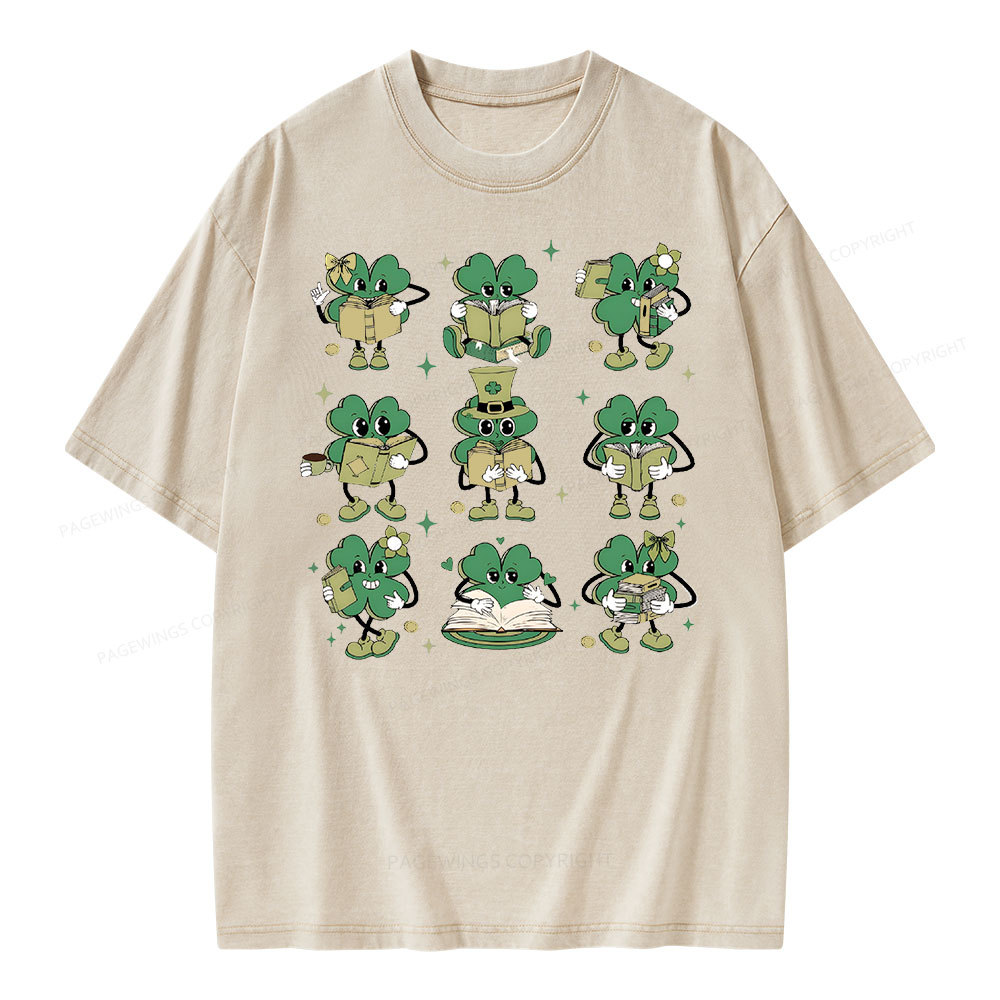 Pagewings St Patrick Book Lover Unisex Washed T-shirt
